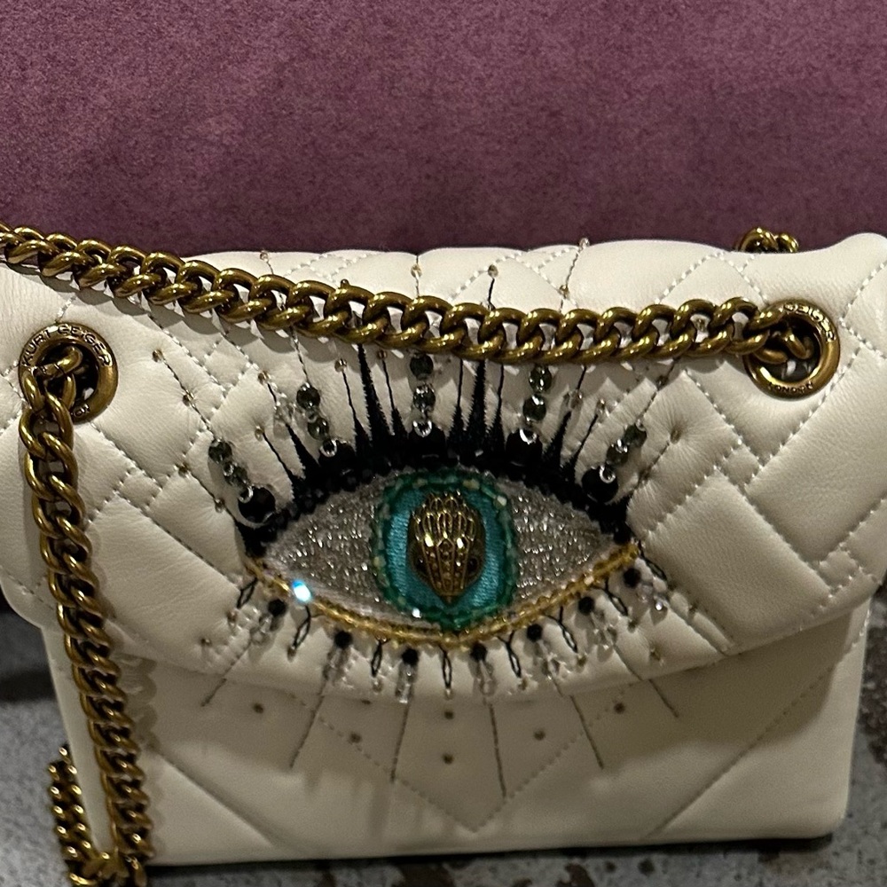 Kurt Geiger Cream Quilted Bag with Eye Detail